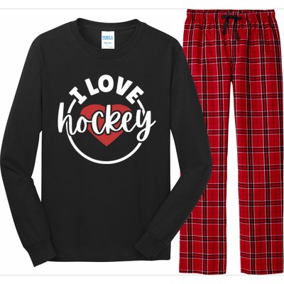 I Love Hockey Great Gift Long Sleeve Pajama Set