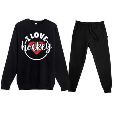 I Love Hockey Great Gift Premium Crewneck Sweatsuit Set