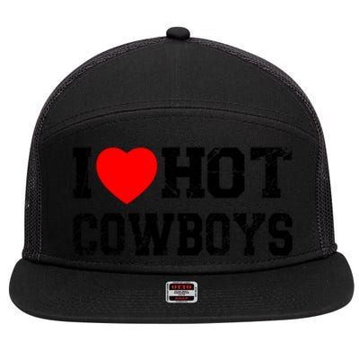 I Love Hot Cowboys, I Heart Hot Cowboys Lover 7 Panel Mesh Trucker Snapback Hat