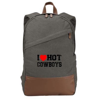 I Love Hot Cowboys, I Heart Hot Cowboys Lover Cotton Canvas Backpack
