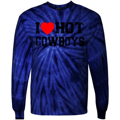 I Love Hot Cowboys, I Heart Hot Cowboys Lover Tie-Dye Long Sleeve Shirt