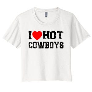 I Love Hot Cowboys, I Heart Hot Cowboys Lover Women's Crop Top Tee