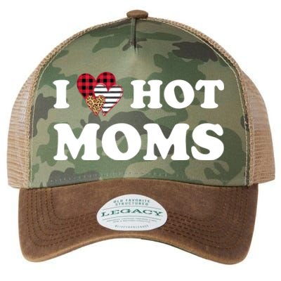 I Love Hot Moms Red Striped Leopard Buffalo Plaid Heart Gift Legacy Tie Dye Trucker Hat