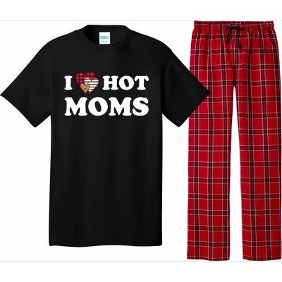 I Love Hot Moms Red Striped Leopard Buffalo Plaid Heart Gift Pajama Set