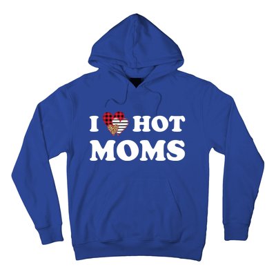 I Love Hot Moms Red Striped Leopard Buffalo Plaid Heart Gift Hoodie