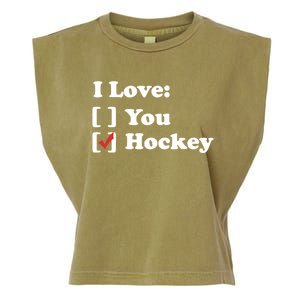 I Love Hockey Gift Garment-Dyed Women's Muscle Tee