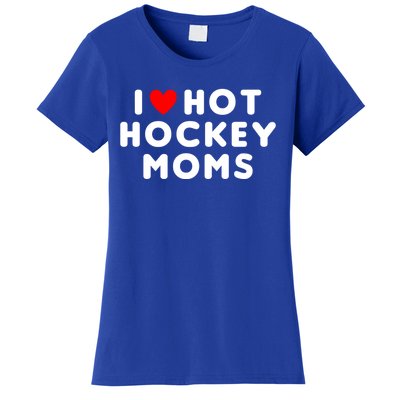 I Love Hot Hockey Moms Funny Red Heart Cute Gift Women's T-Shirt