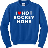 I Love Hot Hockey Moms Funny Red Heart Cute Gift Kids Sweatshirt