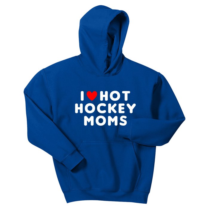 I Love Hot Hockey Moms Funny Red Heart Cute Gift Kids Hoodie