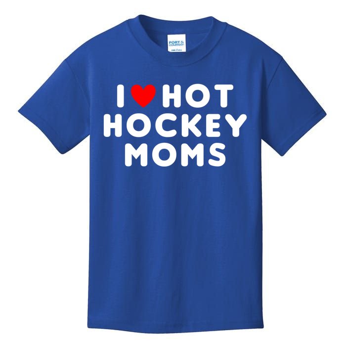 I Love Hot Hockey Moms Funny Red Heart Cute Gift Kids T-Shirt