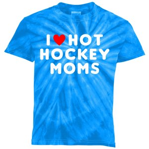 I Love Hot Hockey Moms Funny Red Heart Cute Gift Kids Tie-Dye T-Shirt