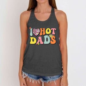 I Love Hot Dads I Heart Hot Dads Retro Groovy Father Women's Knotted Racerback Tank