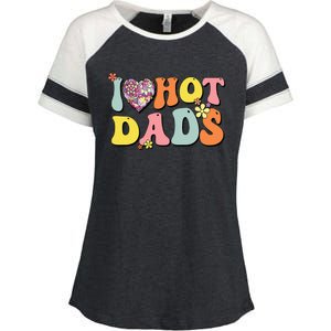 I Love Hot Dads I Heart Hot Dads Retro Groovy Father Enza Ladies Jersey Colorblock Tee