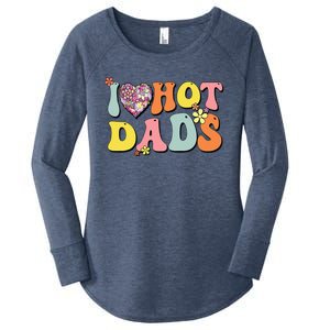 I Love Hot Dads I Heart Hot Dads Retro Groovy Father Women's Perfect Tri Tunic Long Sleeve Shirt