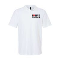 I Love Hot Moms Funny Red Heart Love Moms Softstyle Adult Sport Polo