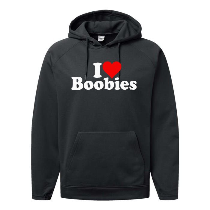 I LOVE HEART BOOBIES Performance Fleece Hoodie