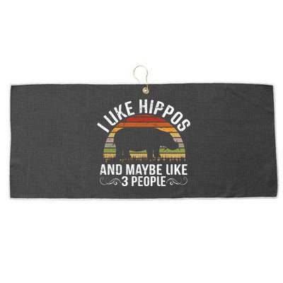 I Like Hippos And Maybe Like 3 People Hippopotamus Hippo Meaningful Gift Large Microfiber Waffle Golf Towel