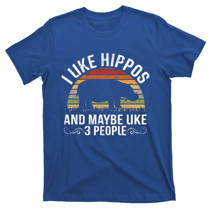 I Like Hippos And Maybe Like 3 People Hippopotamus Hippo Meaningful Gift T-Shirt