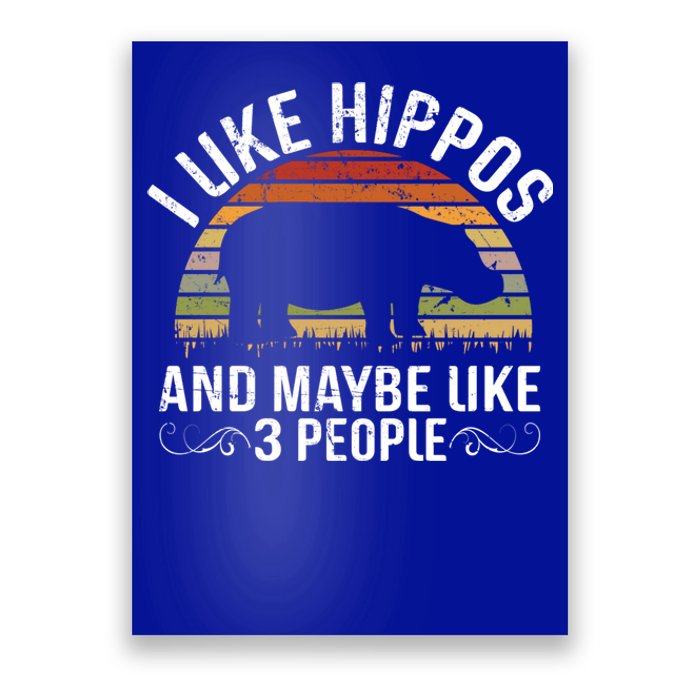 I Like Hippos And Maybe Like 3 People Hippopotamus Hippo Meaningful Gift Poster