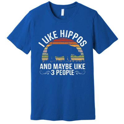 I Like Hippos And Maybe Like 3 People Hippopotamus Hippo Meaningful Gift Premium T-Shirt