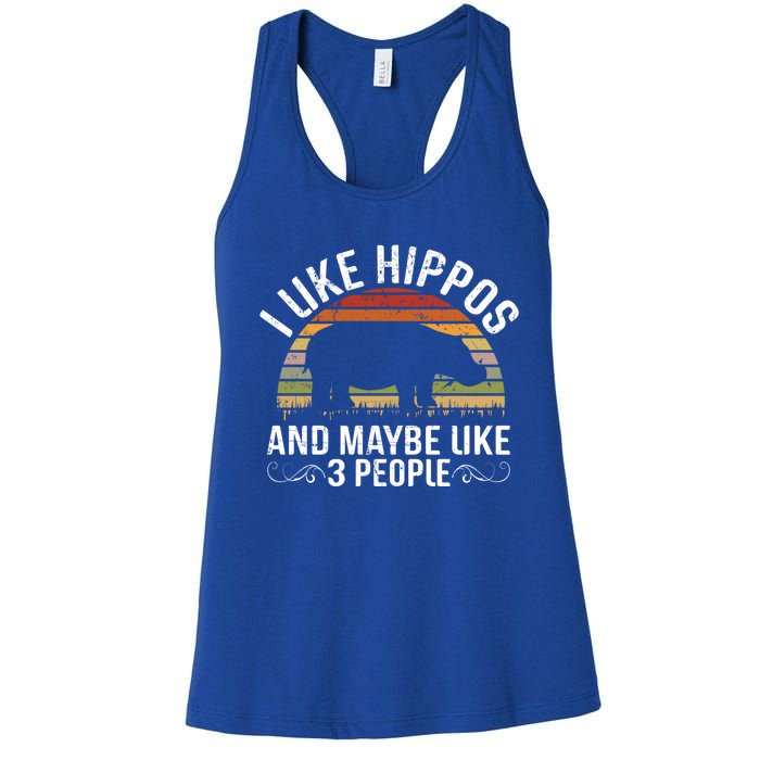 I Like Hippos And Maybe Like 3 People Hippopotamus Hippo Meaningful Gift Women's Racerback Tank