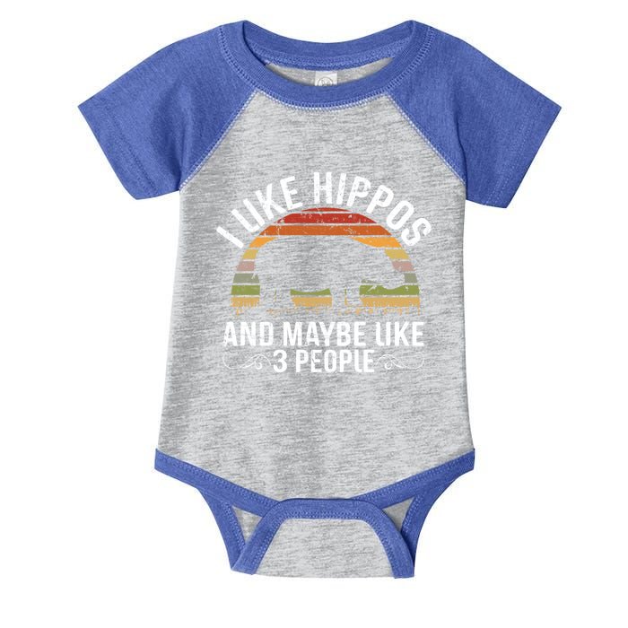 I Like Hippos And Maybe Like 3 People Hippopotamus Hippo Meaningful Gift Infant Baby Jersey Bodysuit