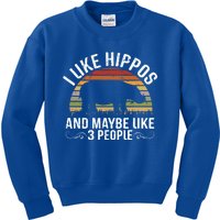 I Like Hippos And Maybe Like 3 People Hippopotamus Hippo Meaningful Gift Kids Sweatshirt