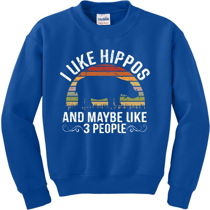 I Like Hippos And Maybe Like 3 People Hippopotamus Hippo Meaningful Gift Kids Sweatshirt