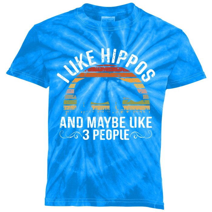 I Like Hippos And Maybe Like 3 People Hippopotamus Hippo Meaningful Gift Kids Tie-Dye T-Shirt