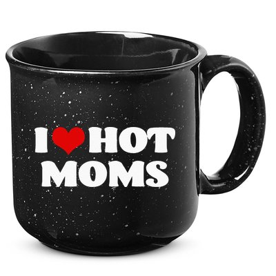 I Love Hot Moms Red Heart Hot Mother 15oz Campfire Ceramic Mug