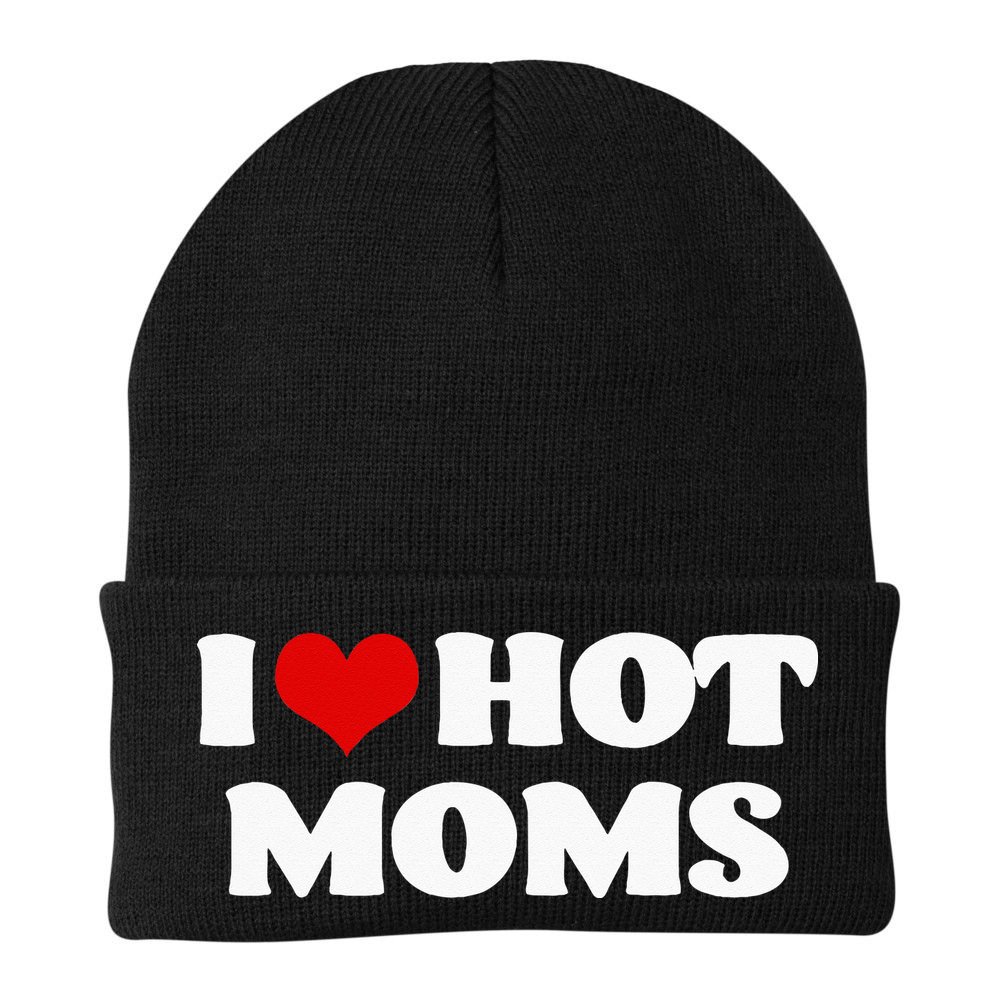 I Love Hot Moms Red Heart Hot Mother Beanie