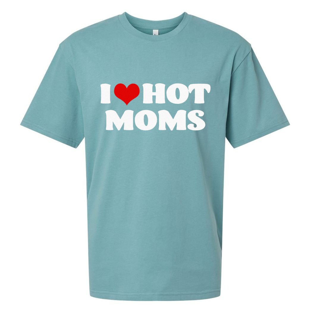 I Love Hot Moms Red Heart Hot Mother Sueded Cloud Jersey T-Shirt