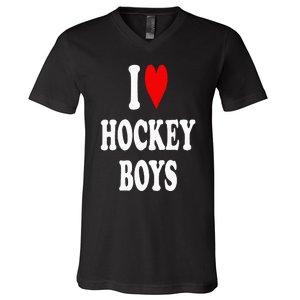 I Love Hockey V-Neck T-Shirt