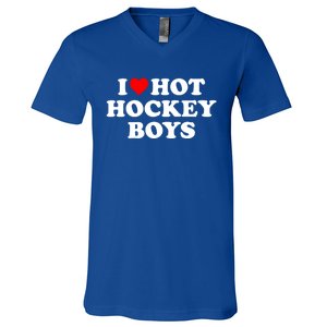 I Love Hot Hockey Funny Gift V-Neck T-Shirt