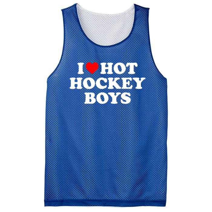 I Love Hot Hockey Funny Gift Mesh Reversible Basketball Jersey Tank