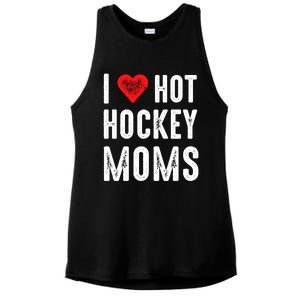 I Love Hot Hockey Moms Gift Ladies PosiCharge Tri-Blend Wicking Tank