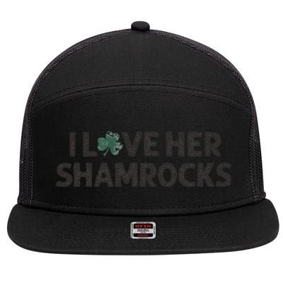 I Love Her Shamrocks Funny Saint Paddys St. Patrick's Day 7 Panel Mesh Trucker Snapback Hat