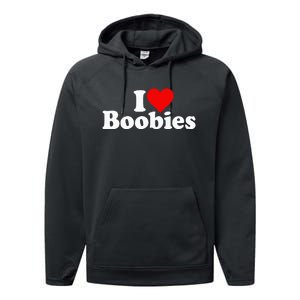 I LOVE HEART BOOBIES Performance Fleece Hoodie