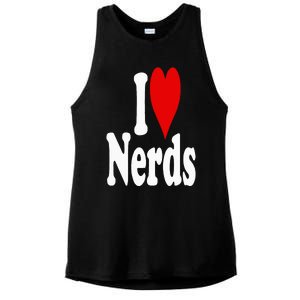 I LOVE HEART NERDS GEEKS Ladies PosiCharge Tri-Blend Wicking Tank