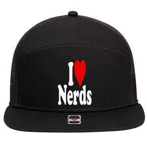 I LOVE HEART NERDS GEEKS 7 Panel Mesh Trucker Snapback Hat