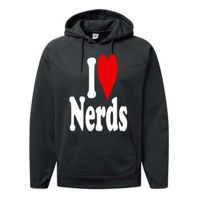 I LOVE HEART NERDS GEEKS Performance Fleece Hoodie