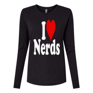 I LOVE HEART NERDS GEEKS Womens Cotton Relaxed Long Sleeve T-Shirt