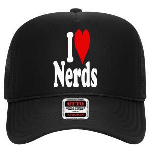 I LOVE HEART NERDS GEEKS High Crown Mesh Back Trucker Hat