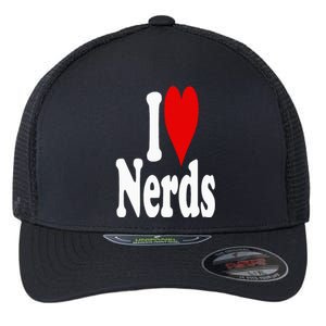 I LOVE HEART NERDS GEEKS Flexfit Unipanel Trucker Cap