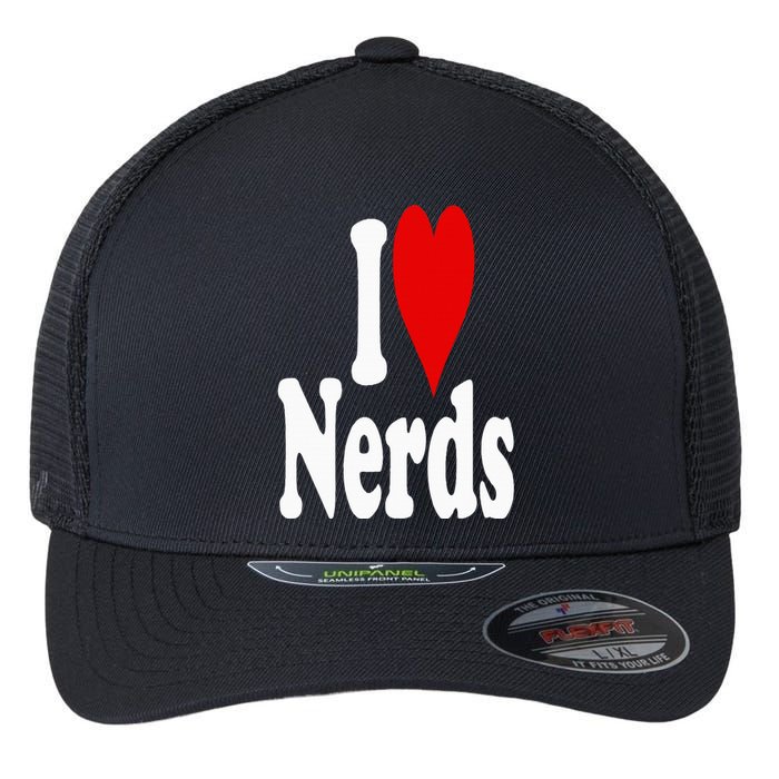 I LOVE HEART NERDS GEEKS Flexfit Unipanel Trucker Cap