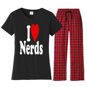 I LOVE HEART NERDS GEEKS Women's Flannel Pajama Set