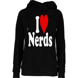 I LOVE HEART NERDS GEEKS Womens Funnel Neck Pullover Hood