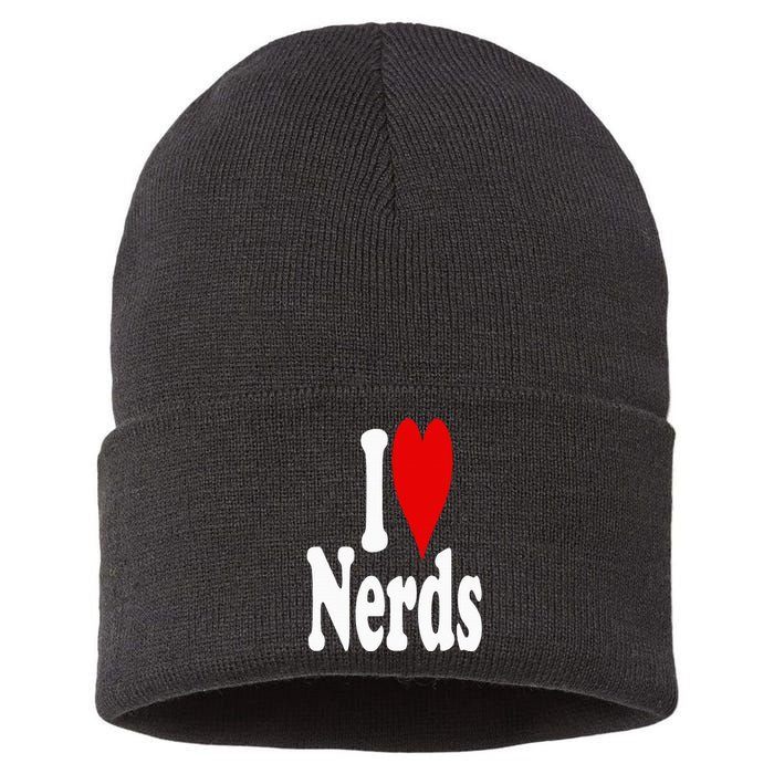 I LOVE HEART NERDS GEEKS Sustainable Knit Beanie