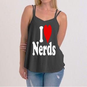 I LOVE HEART NERDS GEEKS Women's Strappy Tank