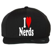 I LOVE HEART NERDS GEEKS Wool Snapback Cap